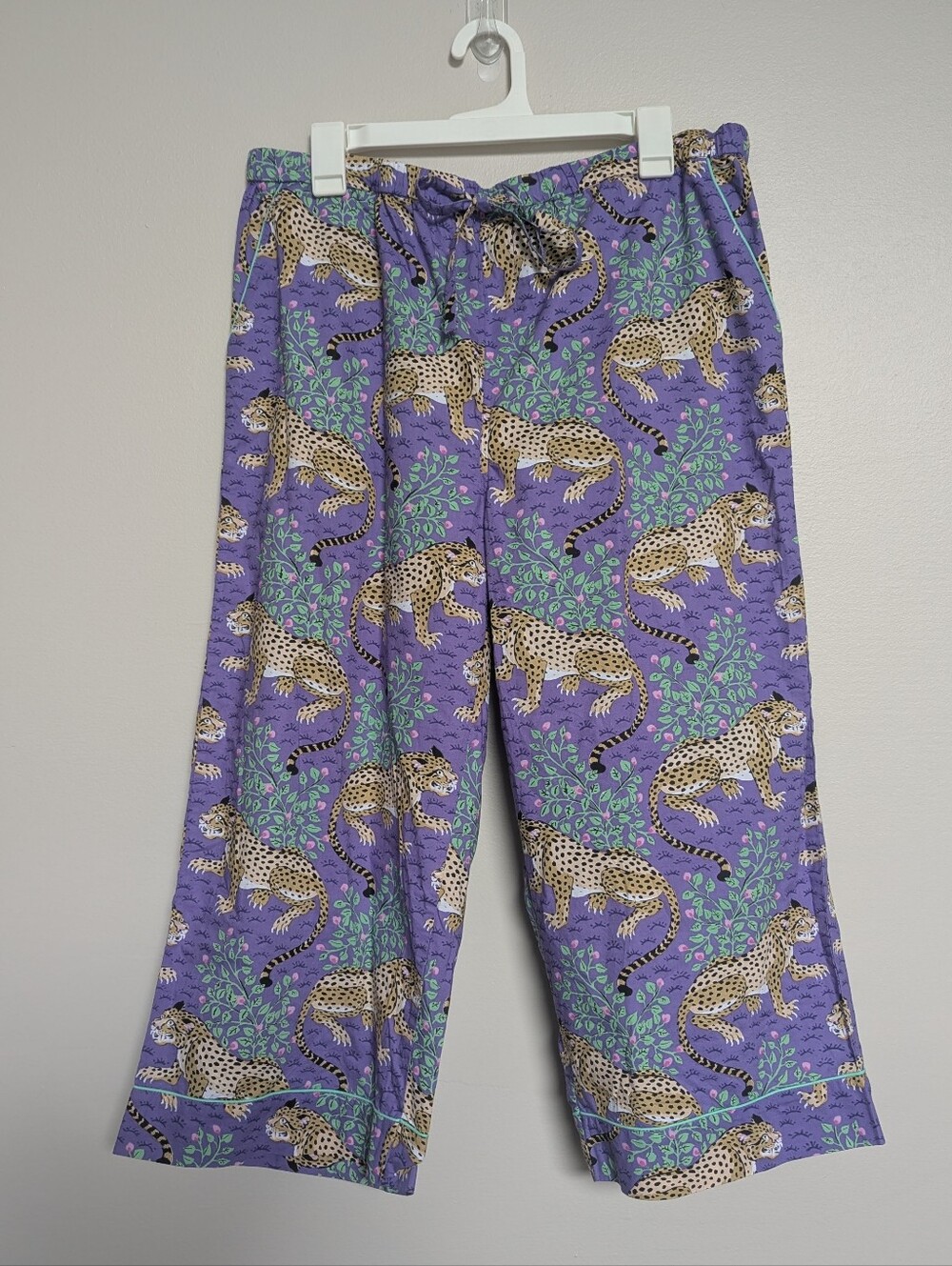 Printfresh Cropped Pajama Pants Violet Bagheera Print Women's Size L